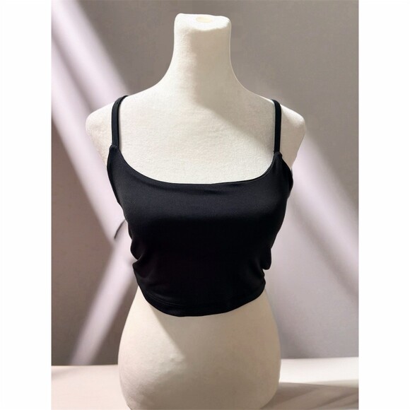 Series 8 Tops - Series 8 Tank Top Womens M Black Cropped Cami Built-In Shelf Bra Stretch